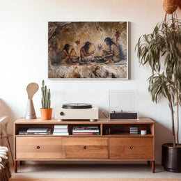 Ancient Cave Art Poster: Prehistoric Communal Scene