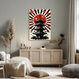 Rising Sun Pagoda Art Print Poster for Home Decor and Travel Enthusiasts PosterGoat