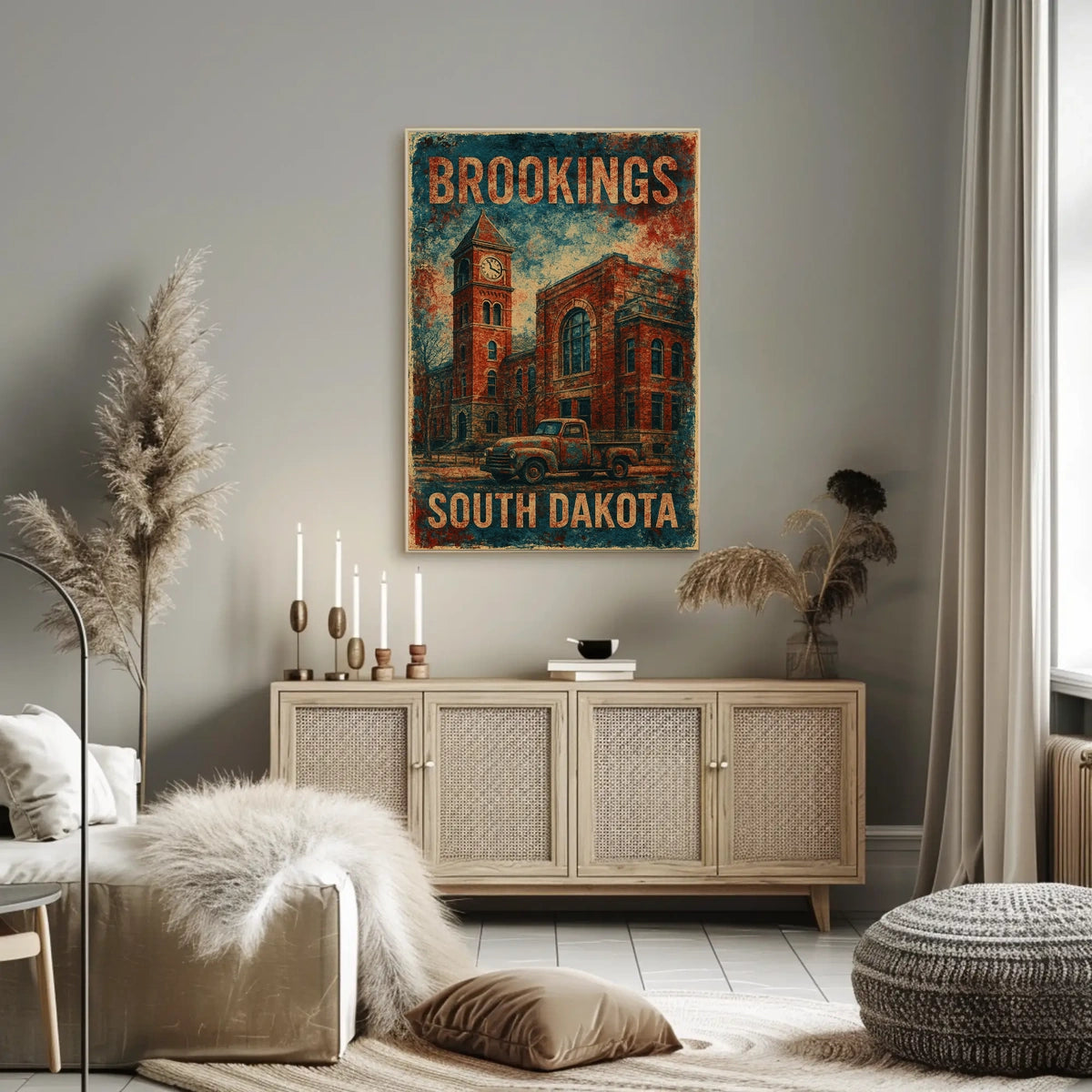 Brookings South Dakota Vintage Charm Cityscape Travel Decor Prairie Vibes Poster