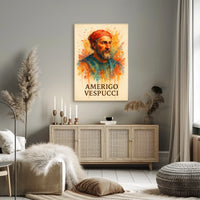 Amerigo Vespucci Watercolor Portrait Poster Art