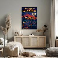 Los Angeles Retro Cityscape Travel Poster