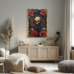 Skull with Spider Legs Gothic Abstract, Artistic Poster
