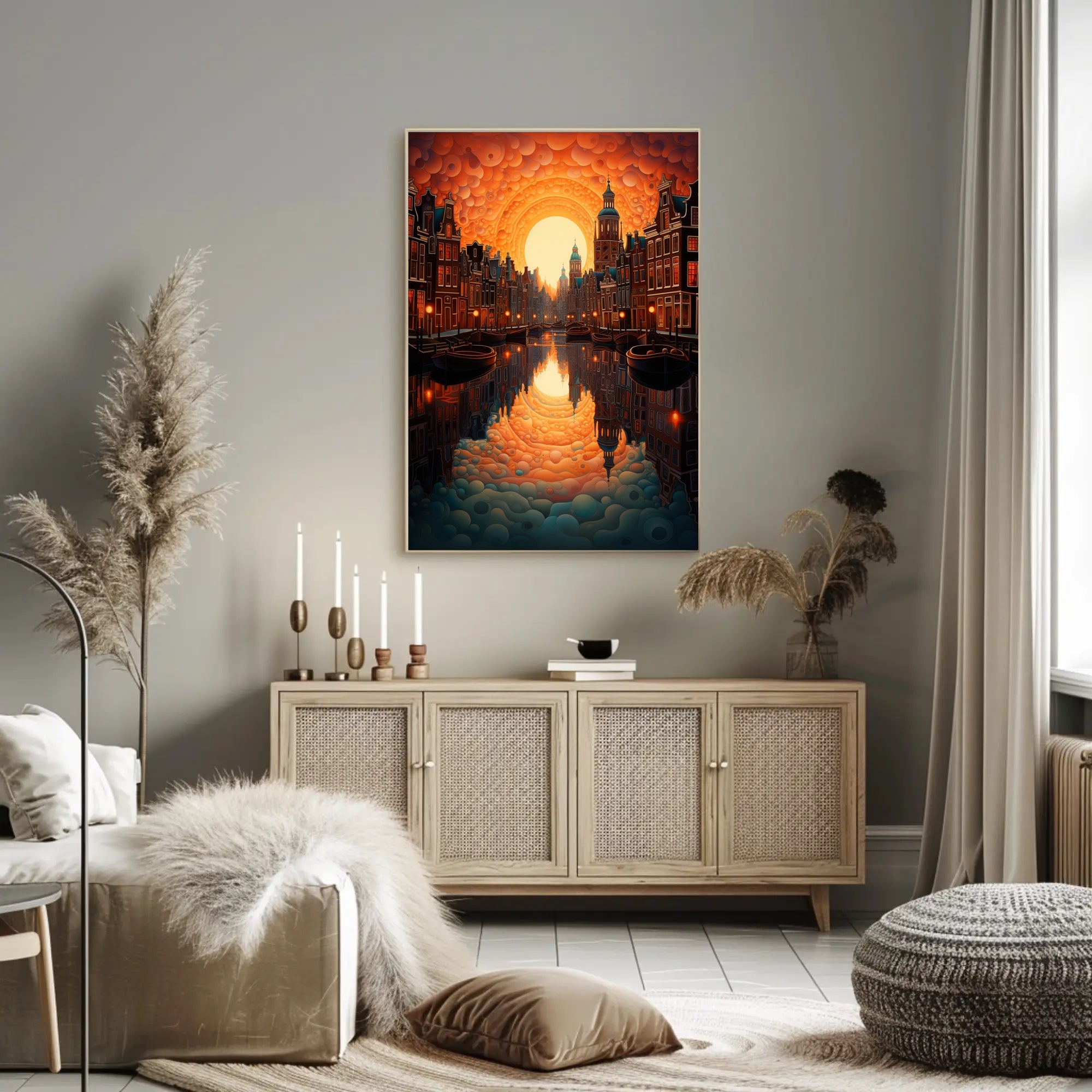 Dreamscape Canal At Sunset Poster