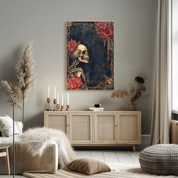 Gothic Skeleton Roses Artistic Poster
