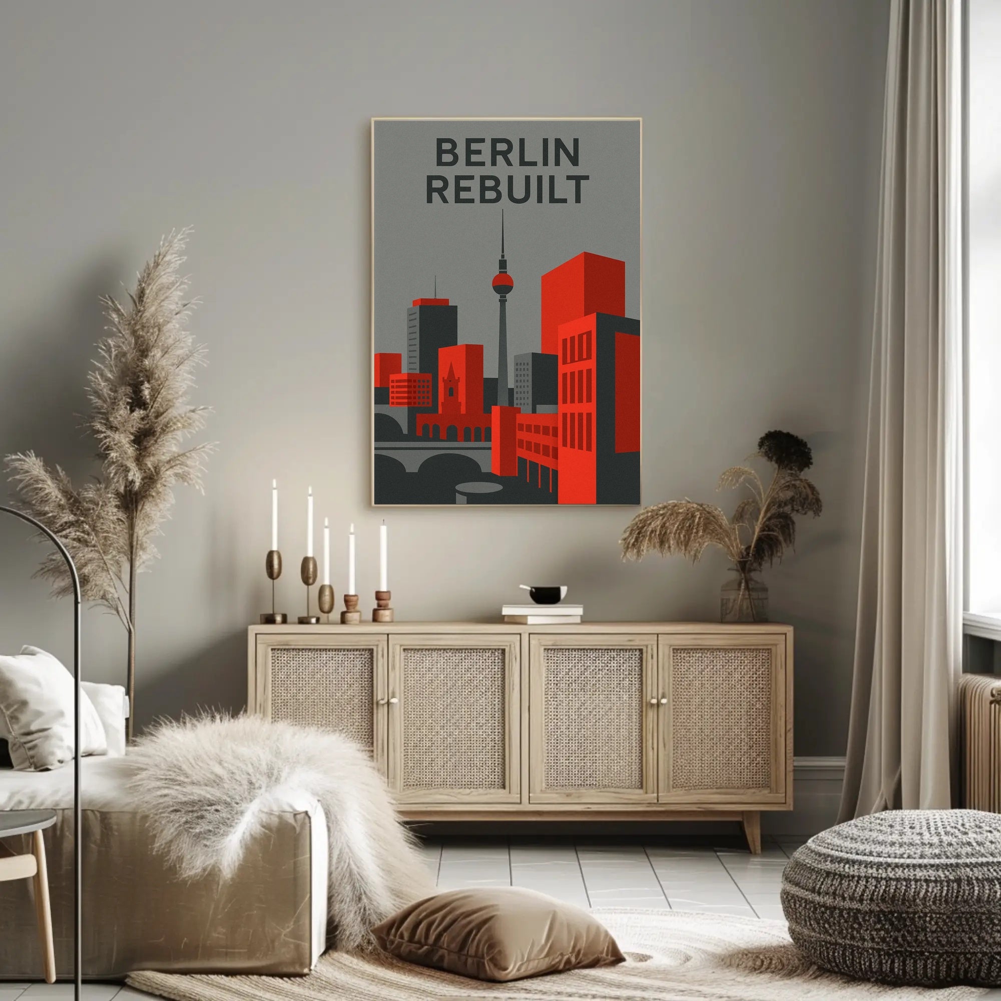 BERLIN REBUILT: Modern Cityscape Urban Art Poster