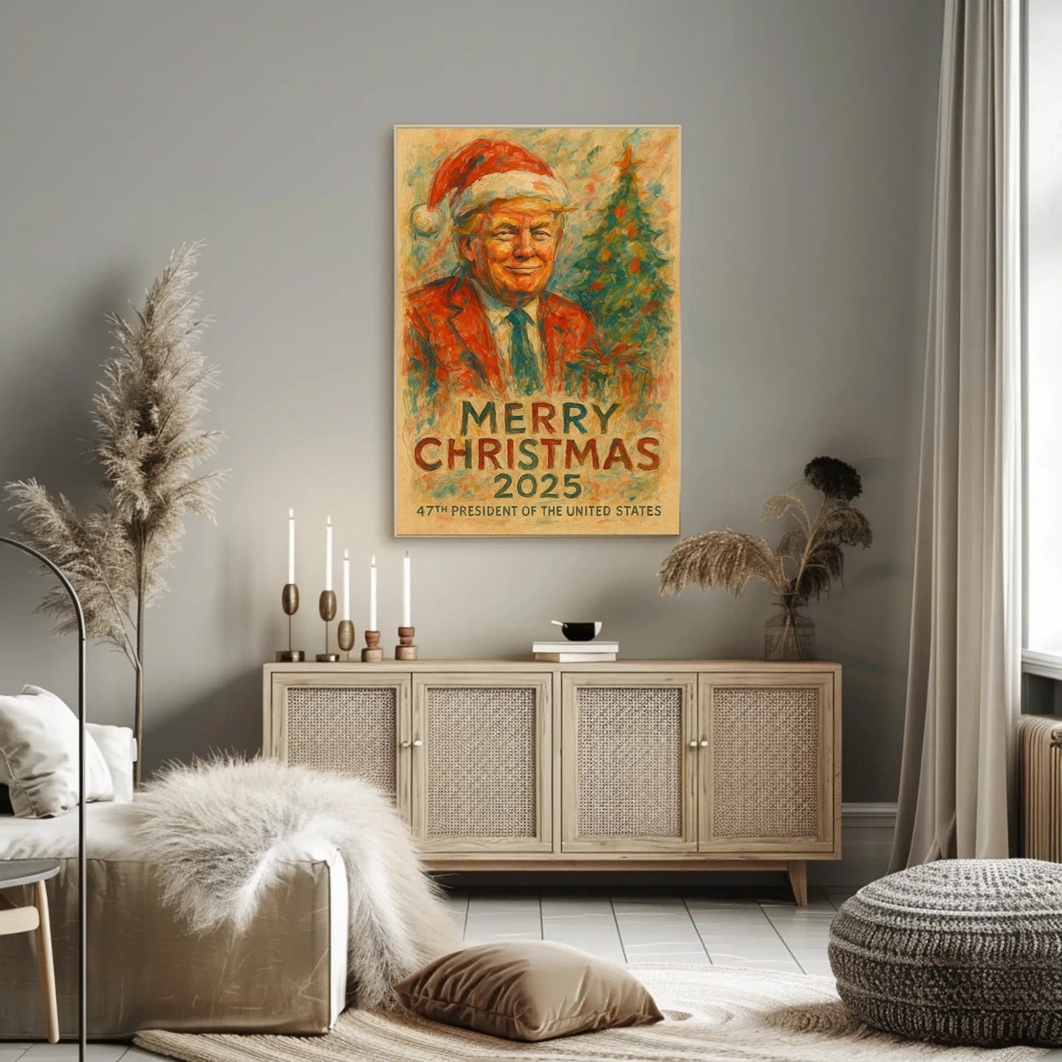 Christmas Cheer with Stylish Santa in Festive Poster