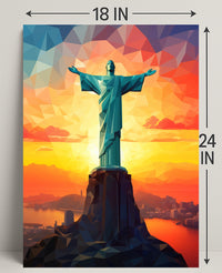 Christ The Redeemer At Sunset Poster