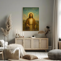 Jesus Christ Serenity in Pastoral Landscape Religious Poster