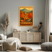 Vermont Autumn Landscape Poster Rustic Scenic Wall Art