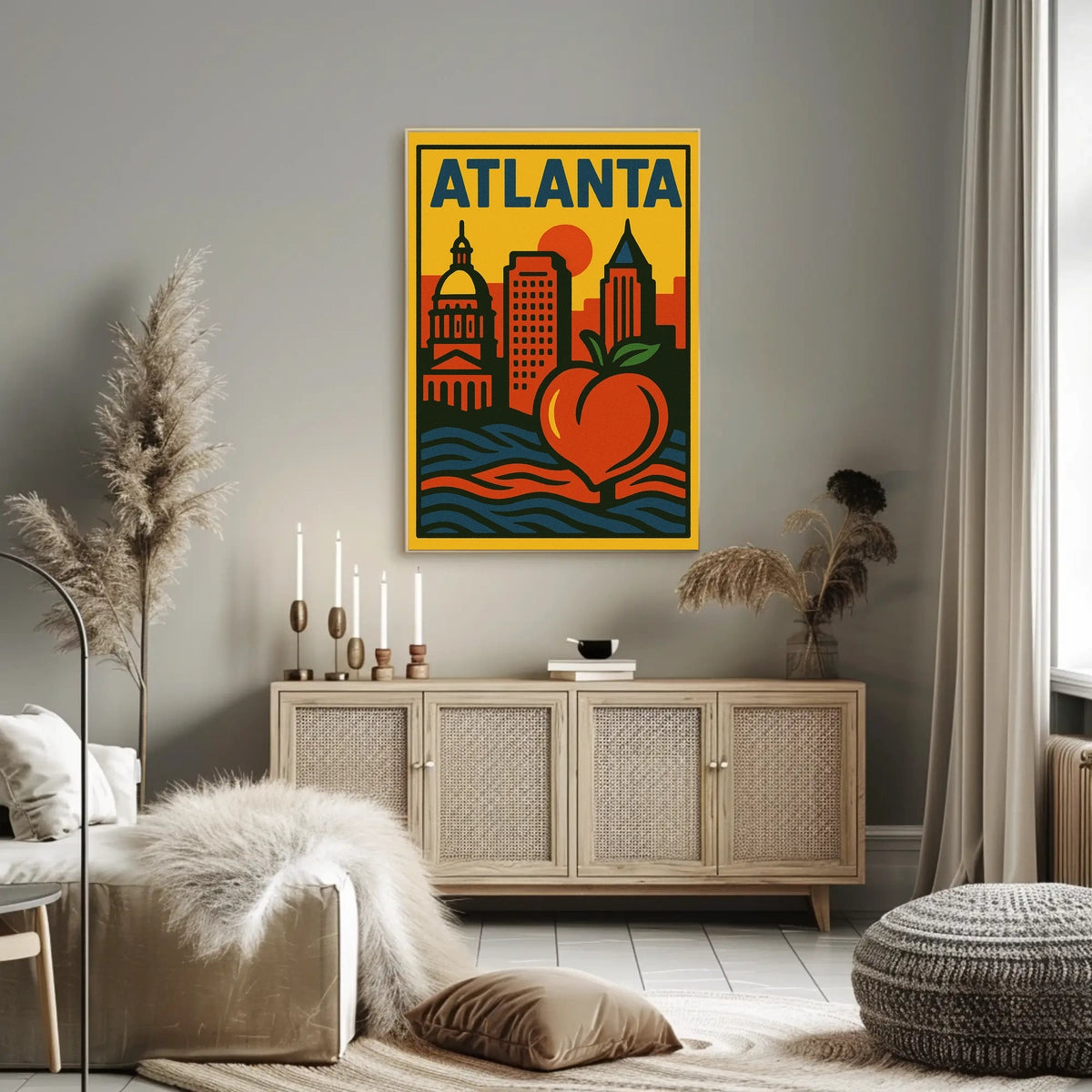 Atlanta Skyline And Peach Poster