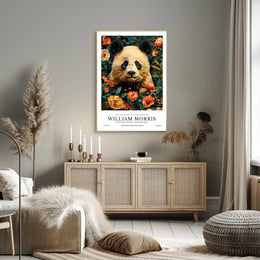 William Morris-Inspired Panda Floral Art - Artistic Poster