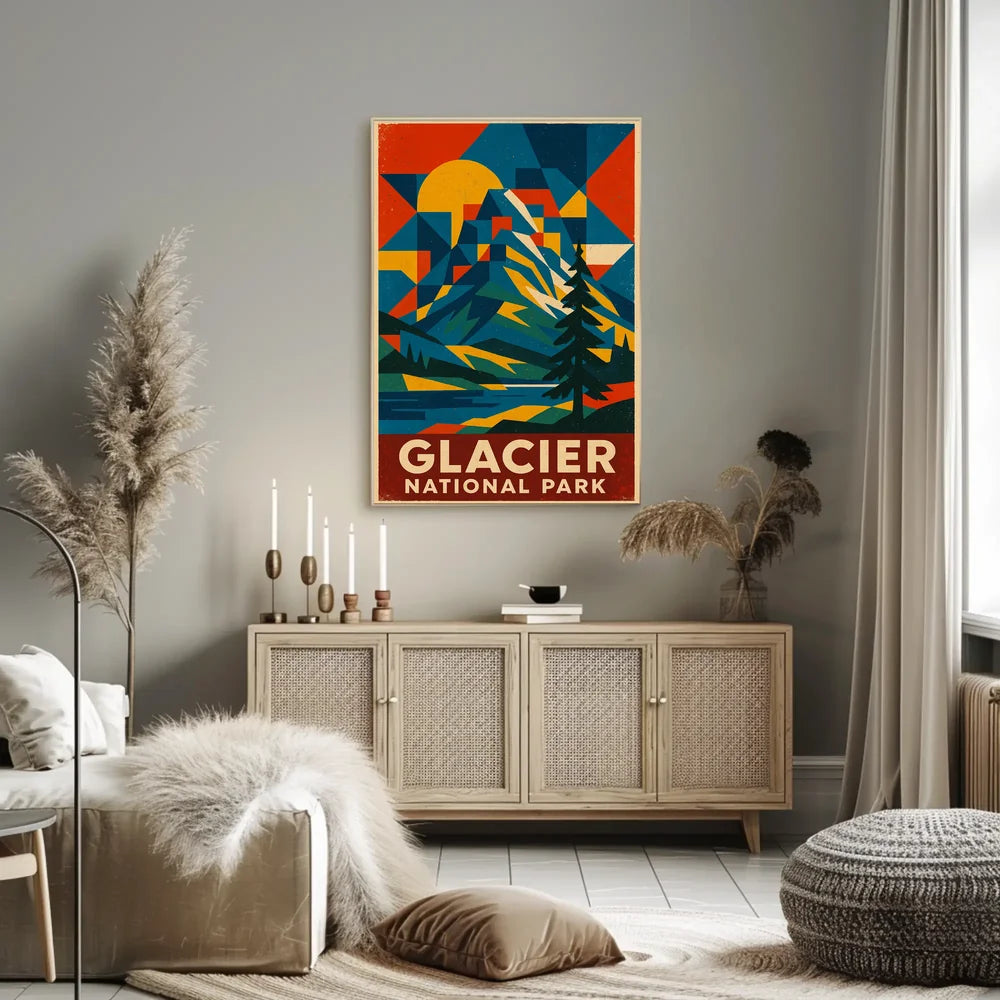 Glacier National Park Commemorative Art Poster