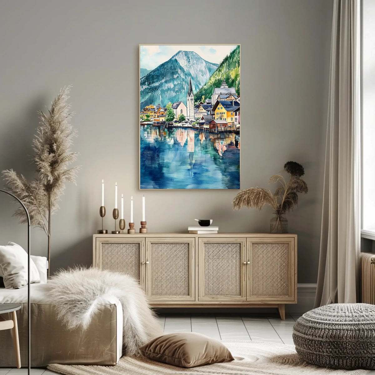 Austria Hallstatt Lakeside Village Poster