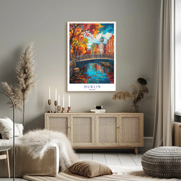 Dublin's Vibrant Bridge: European Charm Urban or Cityscape Poster PosterGoat