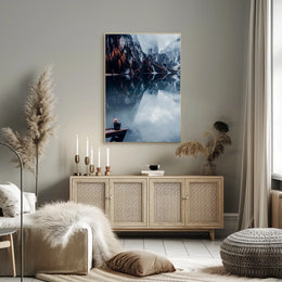 Serene Mountain Lake Autumn Reflection Art Poster