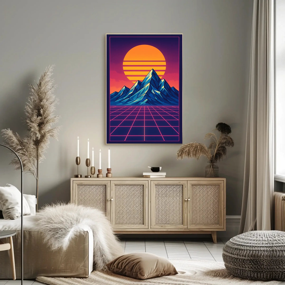 Retro-Futuristic Synthwave Art Print - Futuristic Sci-Fi Poster
