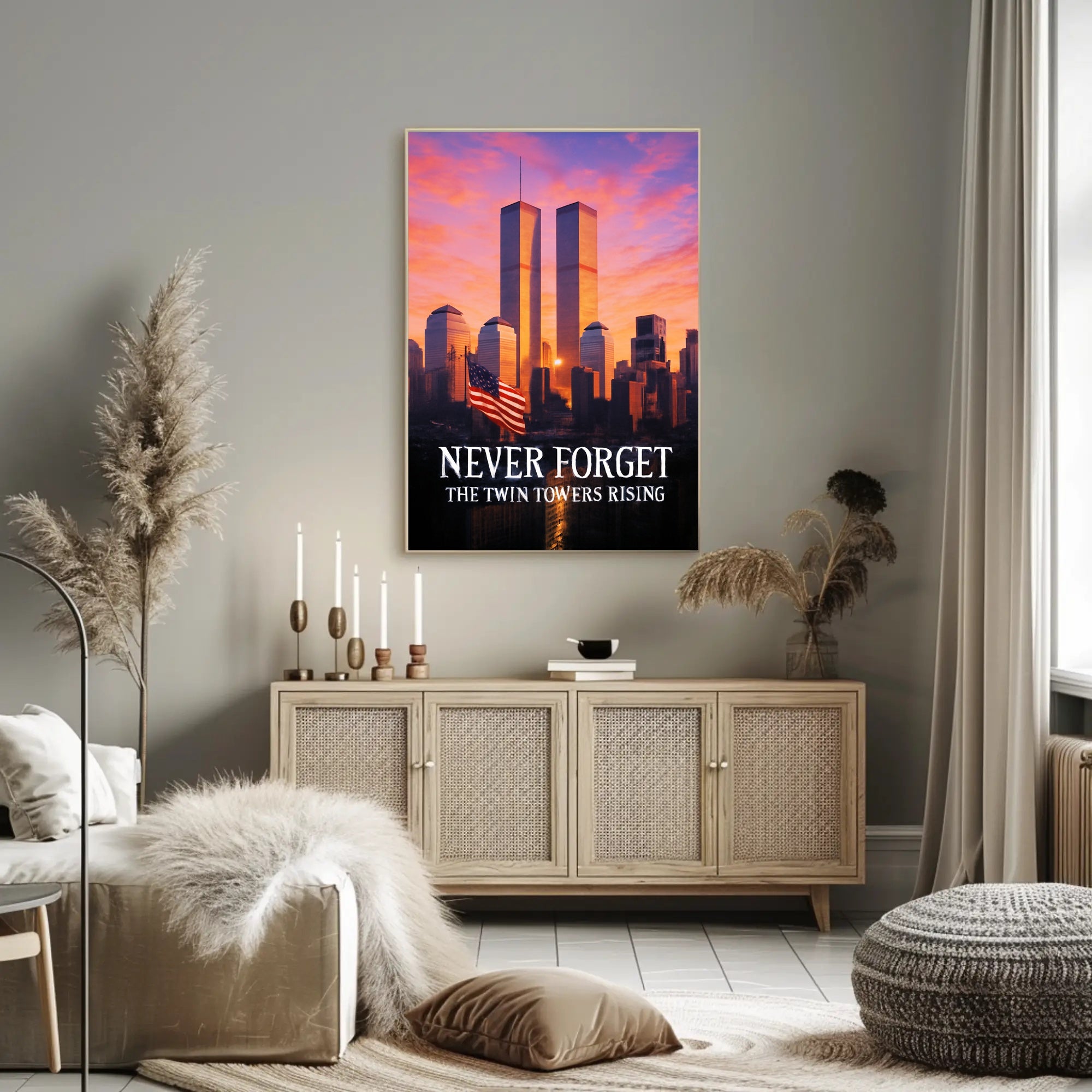 Never Forget The Twin Towers Rising Poster PosterGoat