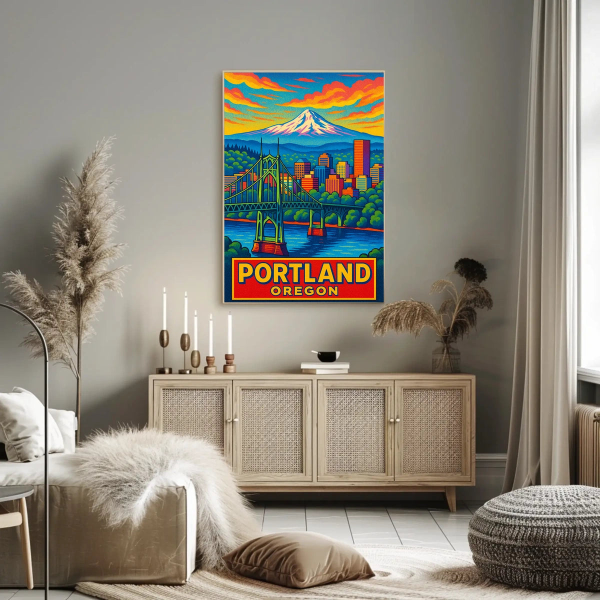 Portland, Oregon Vibrant Cityscape Poster