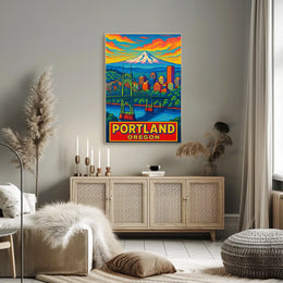 Portland, Oregon Vibrant Cityscape Poster