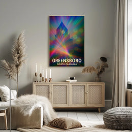 Greensboro North Carolina Vibrant Cityscape Travel Art Impressionism Urban Skyline Wanderlust Inspiration Poster