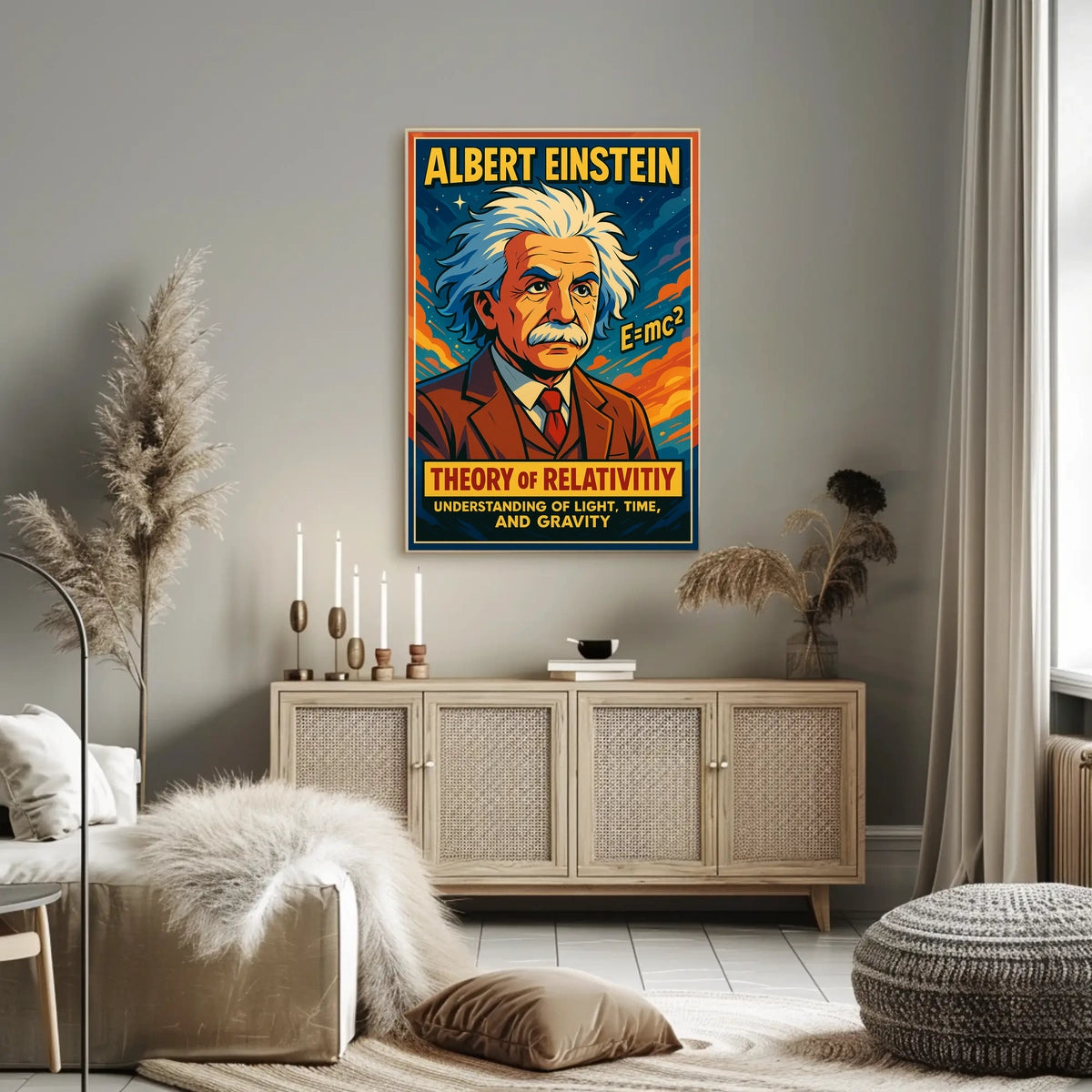 Albert Einstein Relativity Theory Cosmic Scenic Science Lovers Modern Decor Wall Art Poster