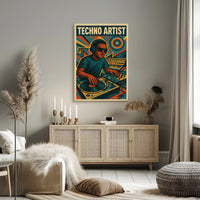 TECHNO ARTIST Retro DJ Vibes Abstract, Artistic Poster
