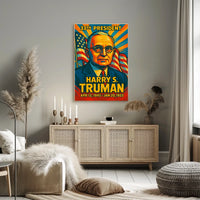 Harry S. Truman 33rd President of the United States Colorful Comic Book Style Poster