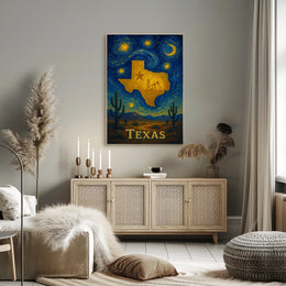 Texas Starry Night: Golden State Abstract or Artistic Poster