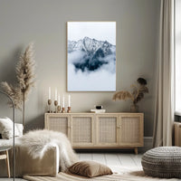 Majestic Snowy Mountains Photorealistic Nature Poster