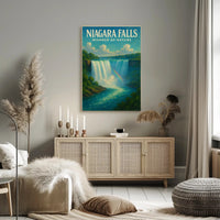 Niagara Falls Wonder Vintage Travel Poster