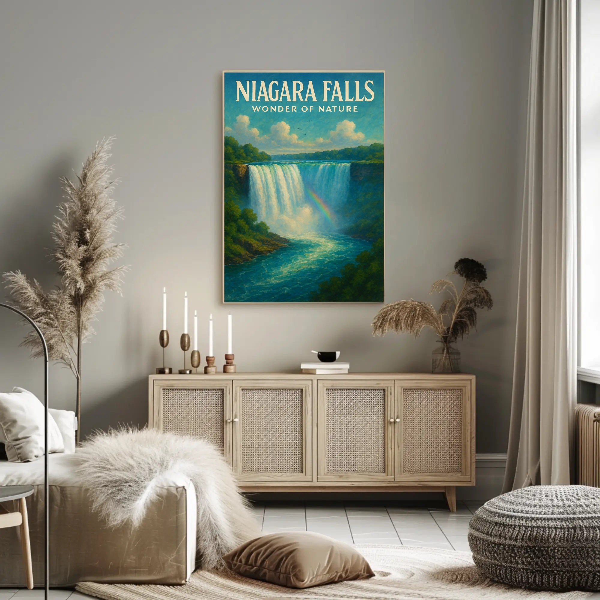 Niagara Falls Wonder Vintage Travel Poster