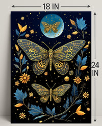 Ethereal Moths in Nature-Inspired Artistic Poster