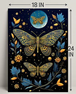 Ethereal Moths in Nature-Inspired Artistic Poster