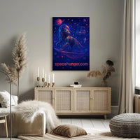 Futuristic Cosmic Wolf Travel Poster Wall Art Print