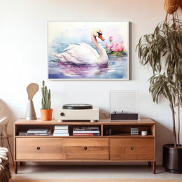 Serene Swan in Watercolor Poster PosterGoat