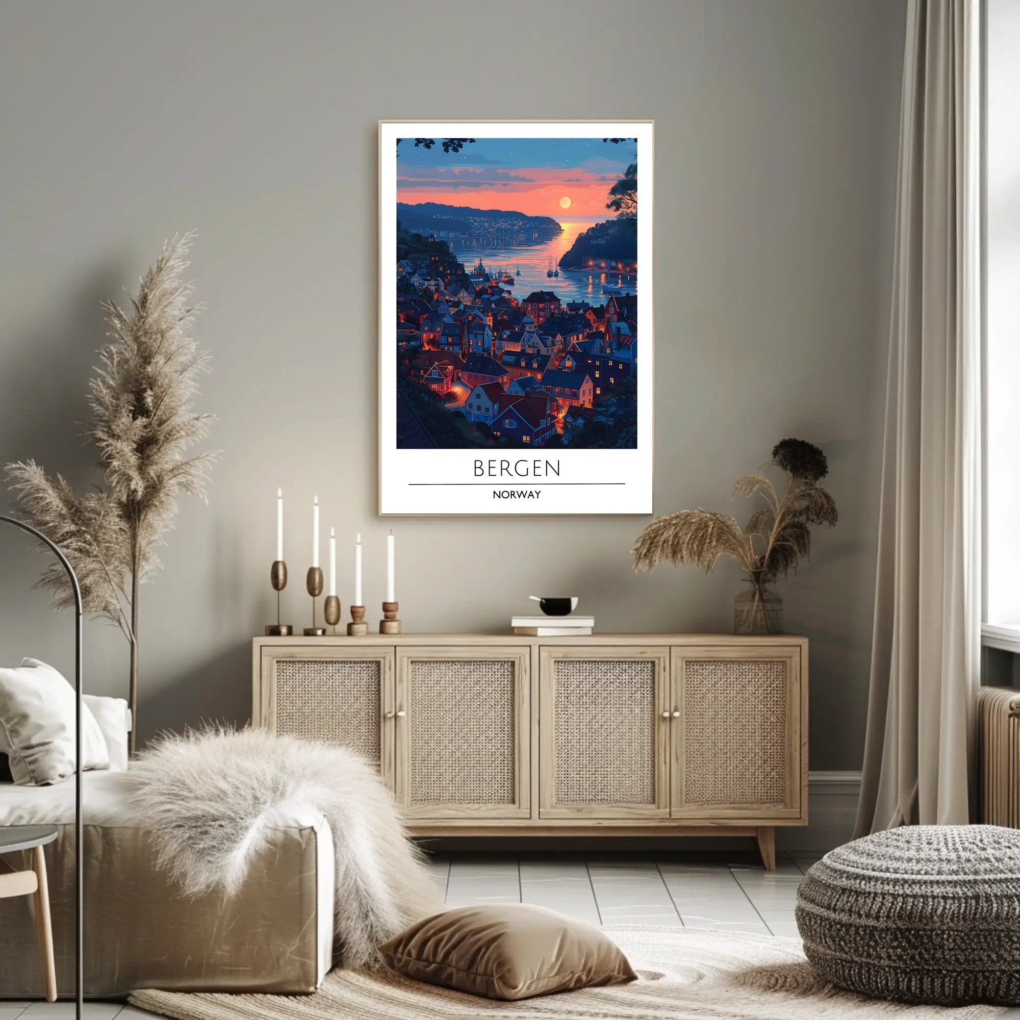 Bergen Sunset View Travel Poster