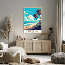 Cocoa Beach Sunlit Vintage Travel Poster