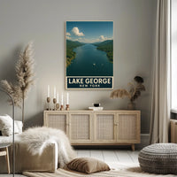Lake George New York Poster Vintage Travel Wall Art