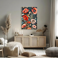 Vibrant Poppies Botanical Floral Poster Art Print