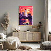 Manhattan Skyline at Sunset Poster