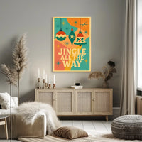 Festive Christmas Ornaments Retro Design Abstract Artistic Poster