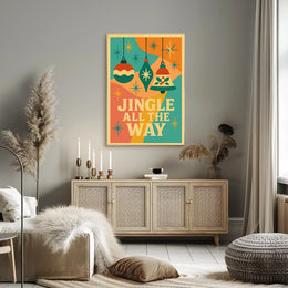 Festive Christmas Ornaments Retro Design Abstract Artistic Poster