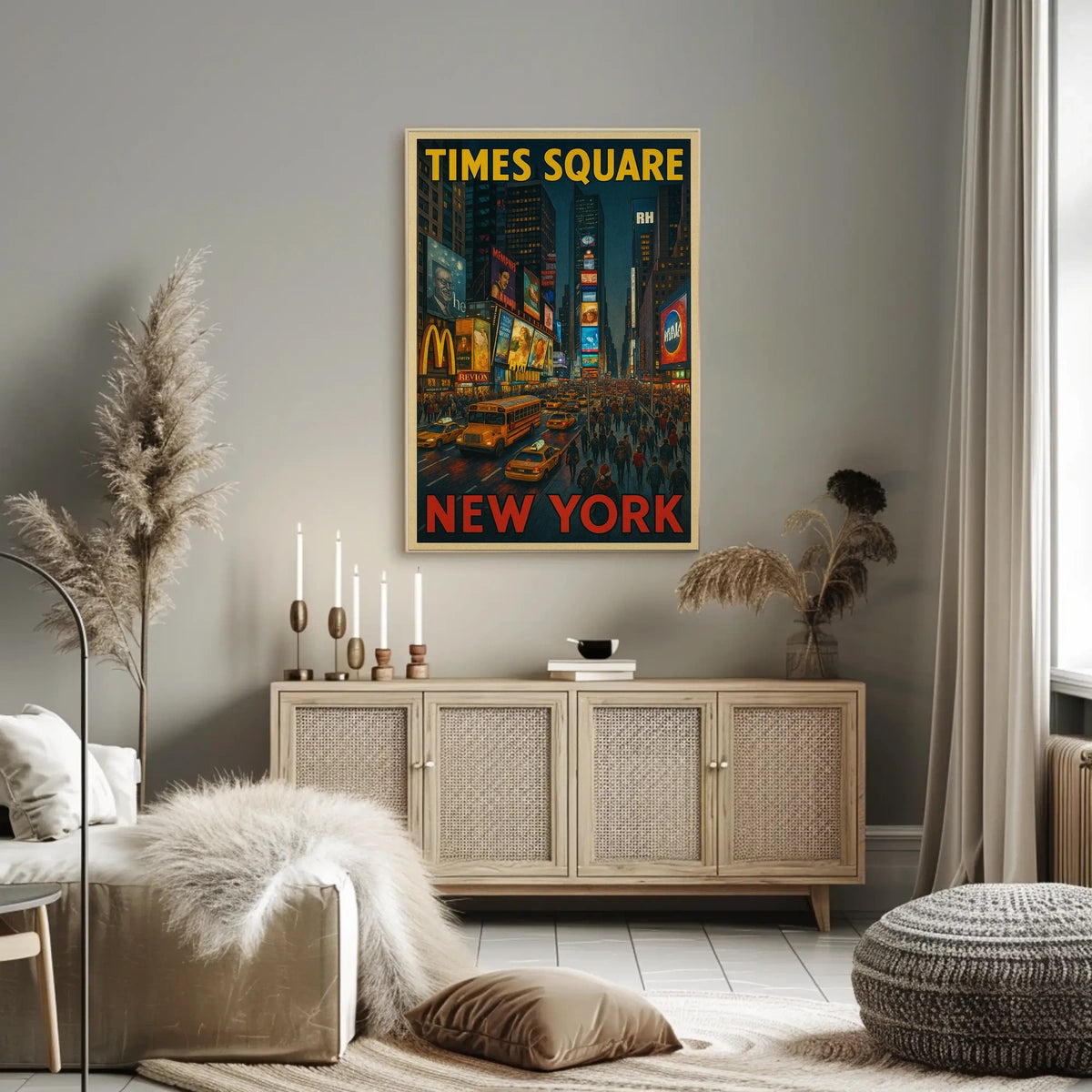 Times Square New York Poster Modern City Lights Wall Art