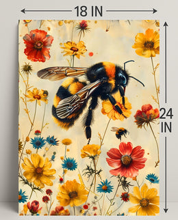 Vibrant Bee Meadow Art Print: Animal Poster