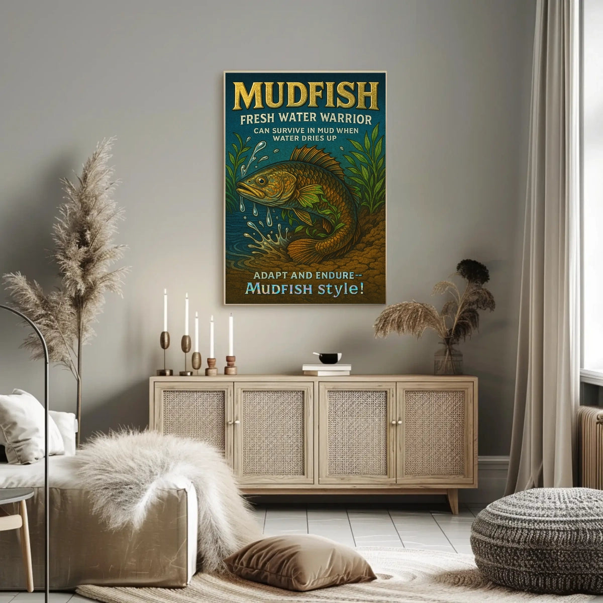 Mudfish Resilience Vintage Poster: Survival in Adversity