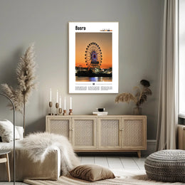 Basra Evening Ferris Wheel Urban or Cityscape Poster PosterGoat