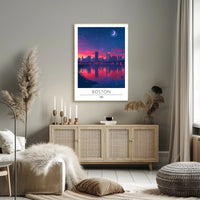 Boston Twilight: Modern Cityscape Art Poster