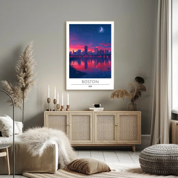 Boston Twilight: Modern Cityscape Art Poster