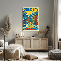 Québec City Winter Charm Pop Art Travel Poster
