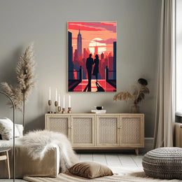 Sunset Silhouettes In The City Poster